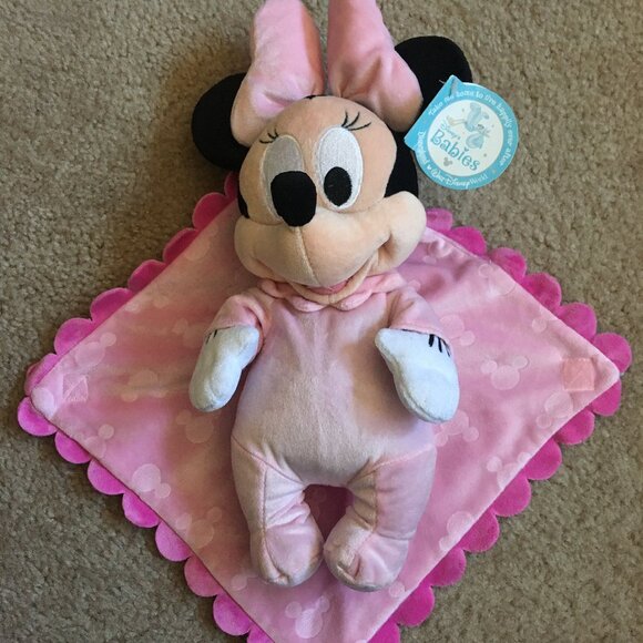 Disney Babies Minnie Mouse Stuffed Animal Plush Toy 14" in Pink Blanket - Picture 2 of 4